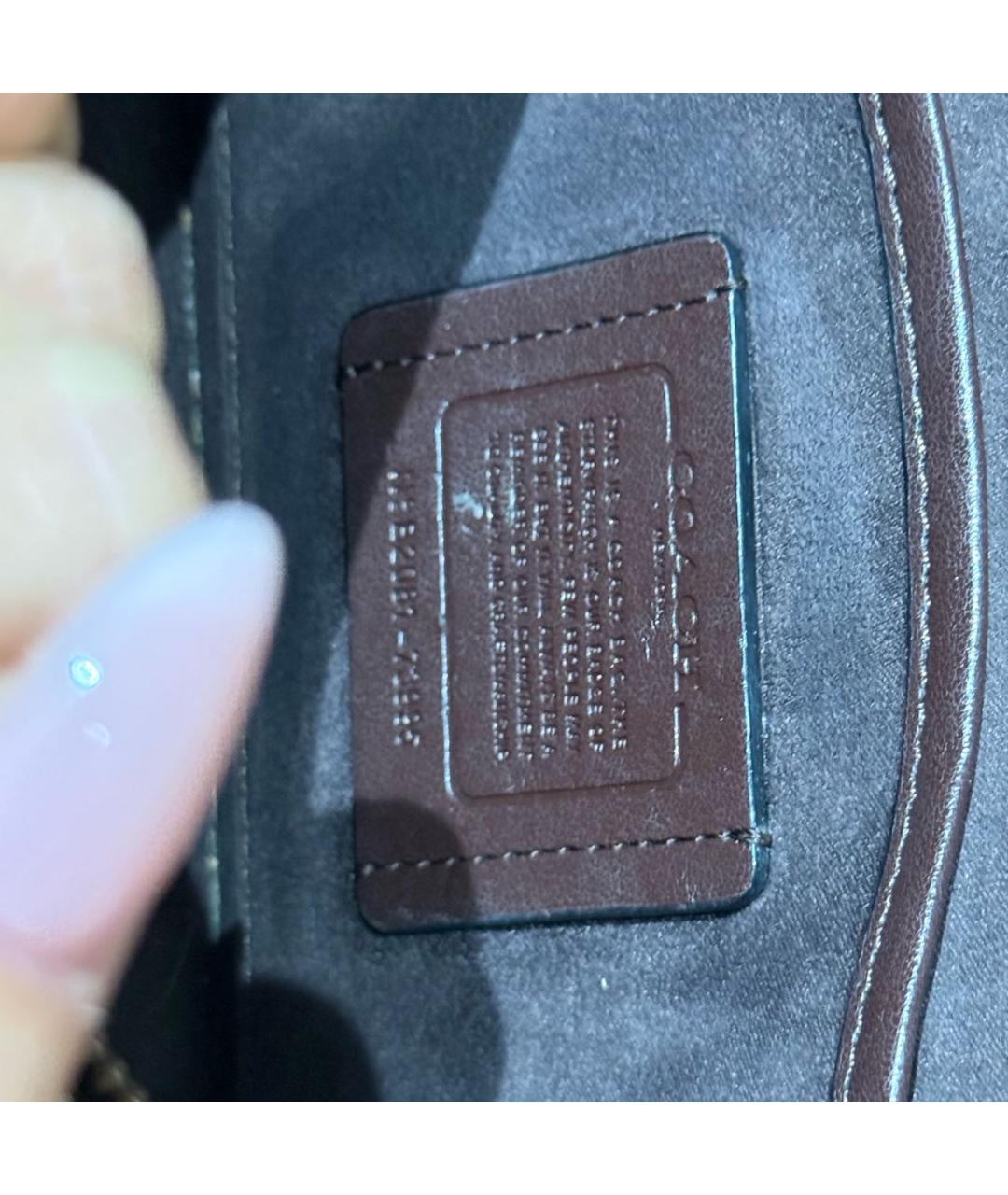 COACH Черная кожаная сумка с короткими ручками, фото 7