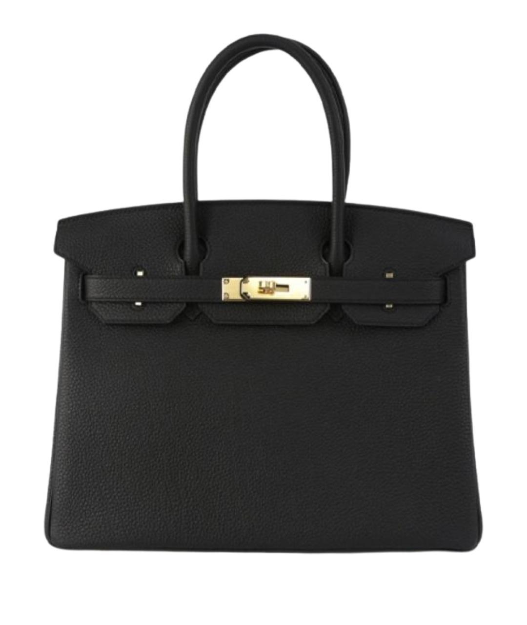 HERMES Черная кожаная сумка с короткими ручками, фото 1