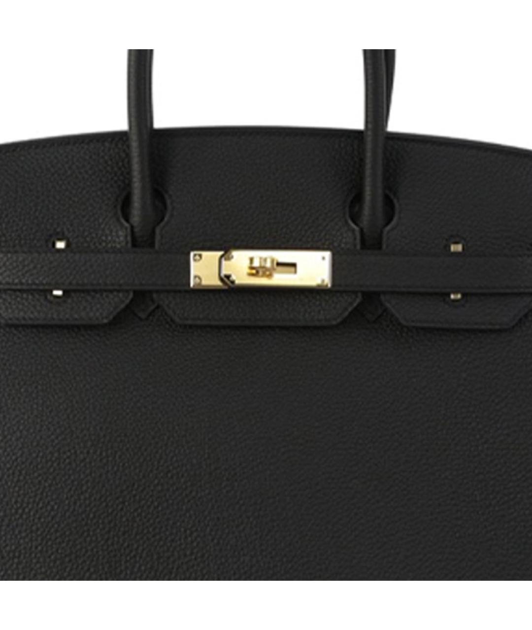 HERMES Черная кожаная сумка с короткими ручками, фото 4