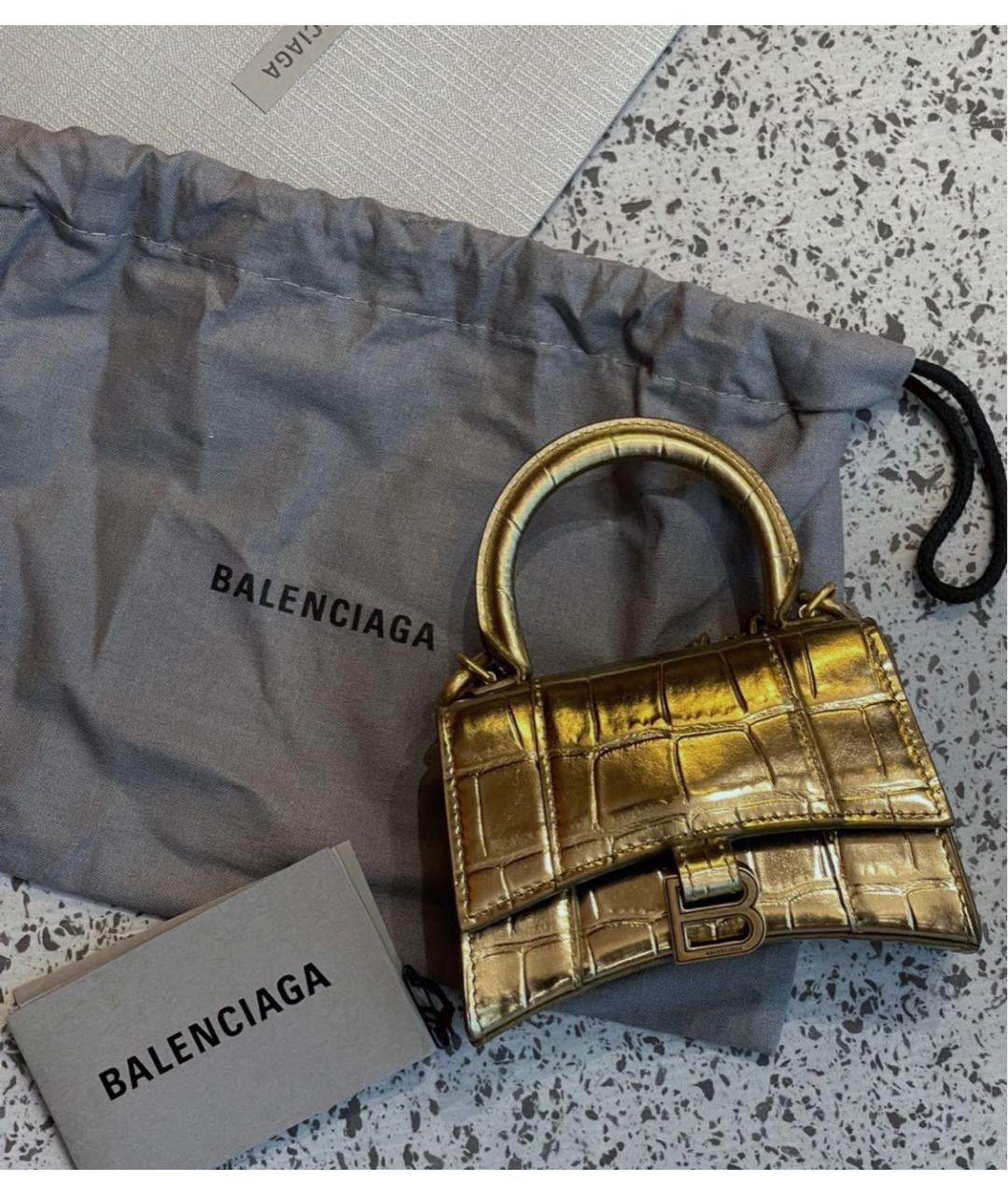 BALENCIAGA Золотая кожаная сумка через плечо, фото 2