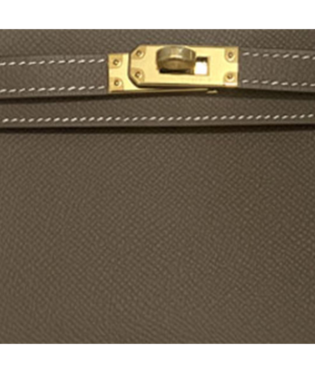 HERMES Коричневая кожаная сумка с короткими ручками, фото 5