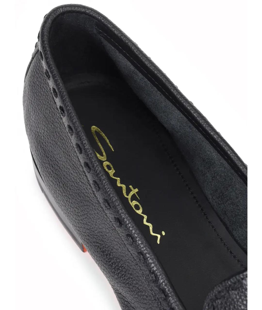 SANTONI Черные кожаные лоферы, фото 6