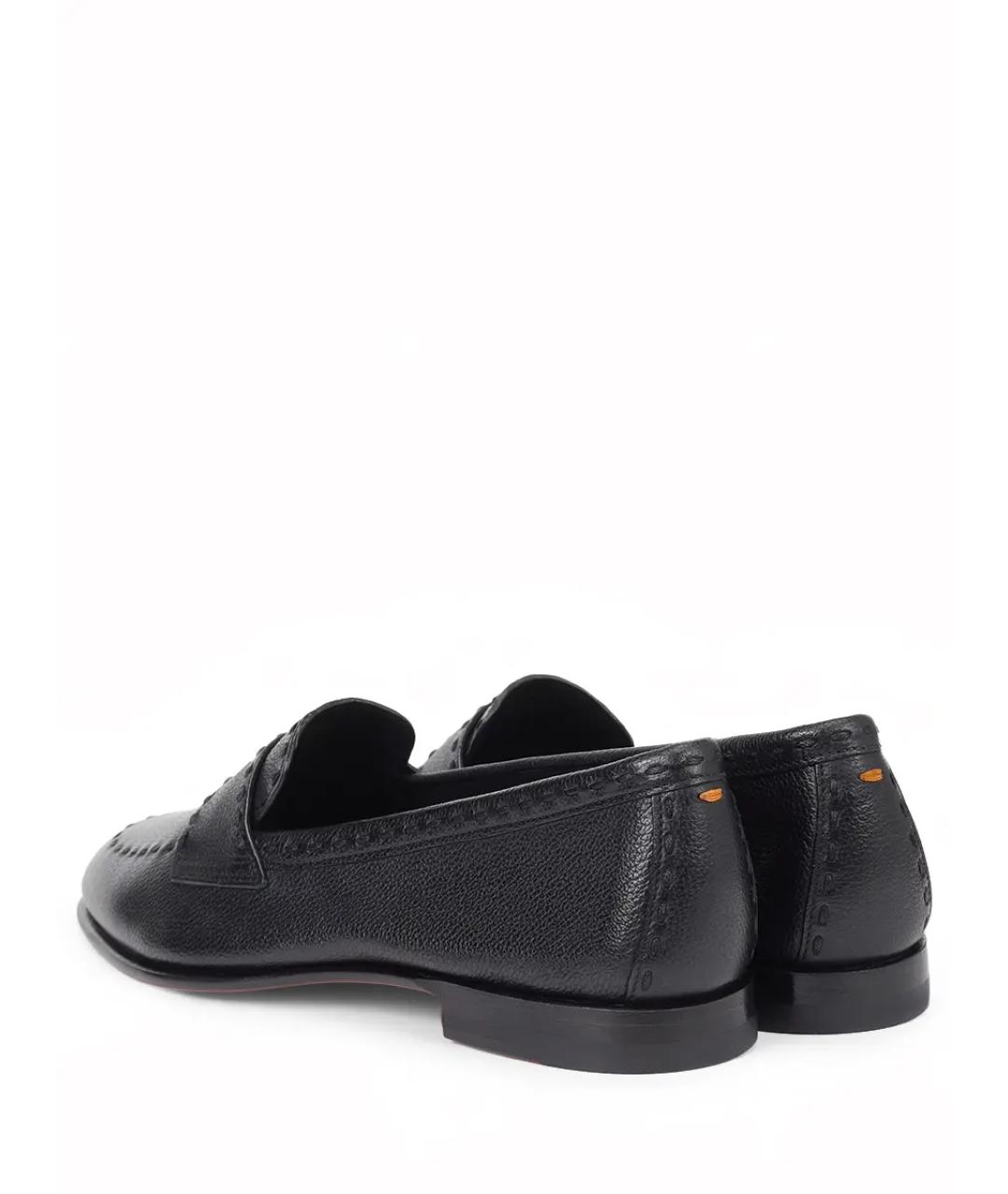 SANTONI Черные кожаные лоферы, фото 4