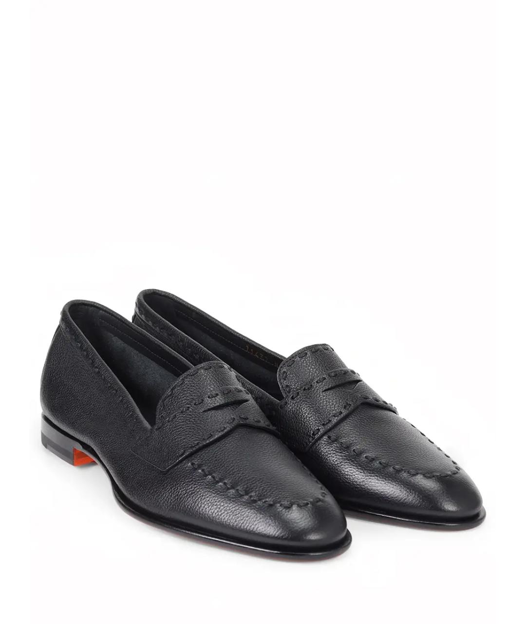 SANTONI Черные кожаные лоферы, фото 2