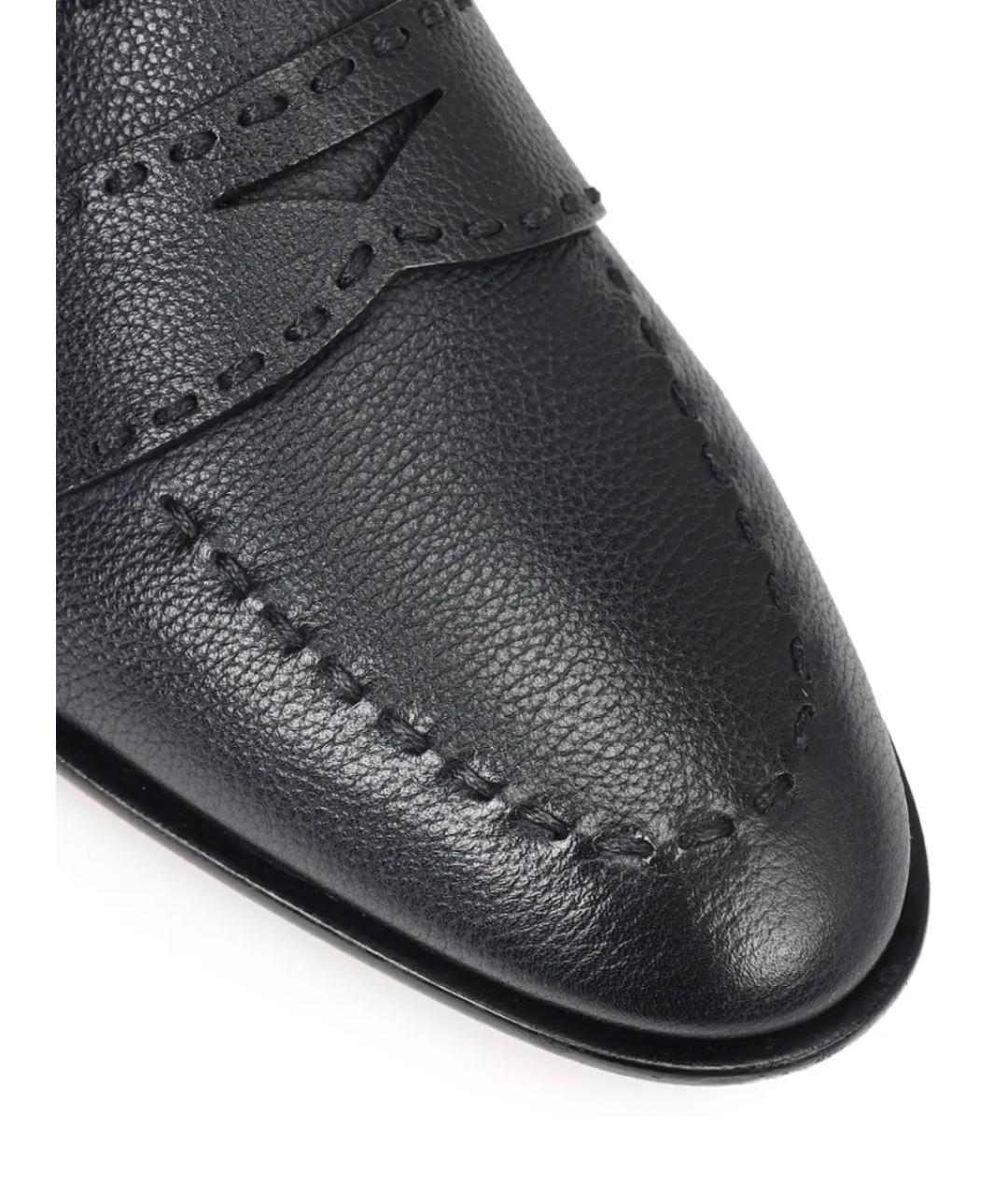 SANTONI Черные кожаные лоферы, фото 5