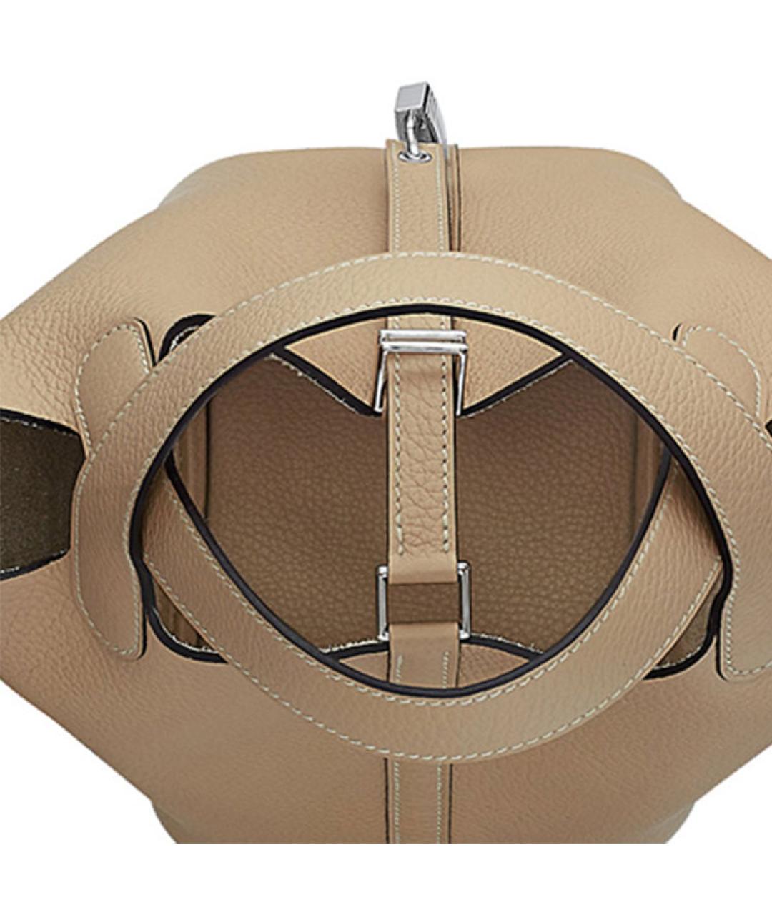 HERMES Бежевая кожаная сумка через плечо, фото 4