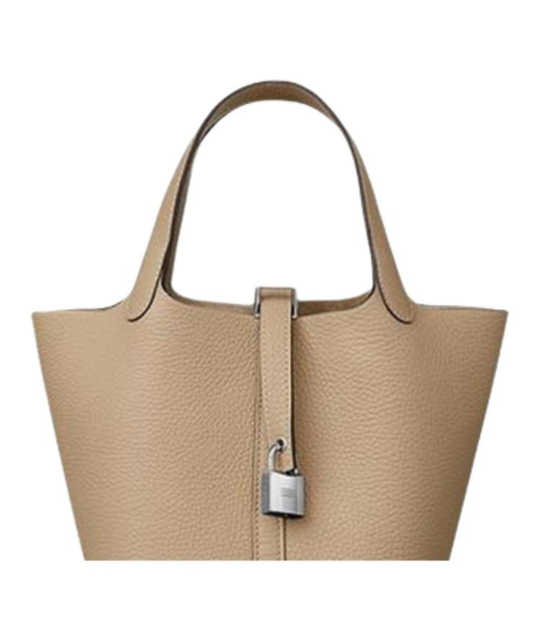 HERMES Бежевая кожаная сумка через плечо, фото 5