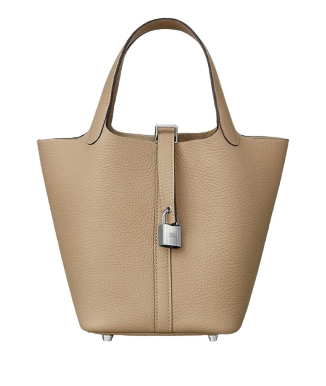 HERMES Бежевая кожаная сумка через плечо, фото 1