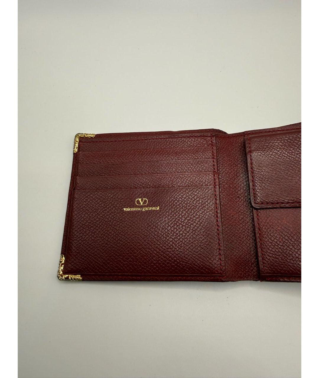 VALENTINO Бордовый кожаный кошелек, фото 5