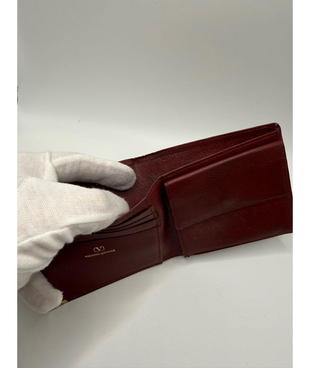 VALENTINO Бордовый кожаный кошелек, фото 6