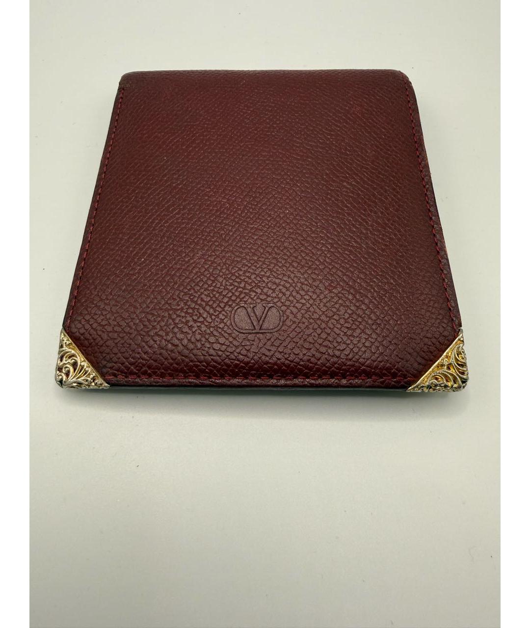 VALENTINO Бордовый кожаный кошелек, фото 2