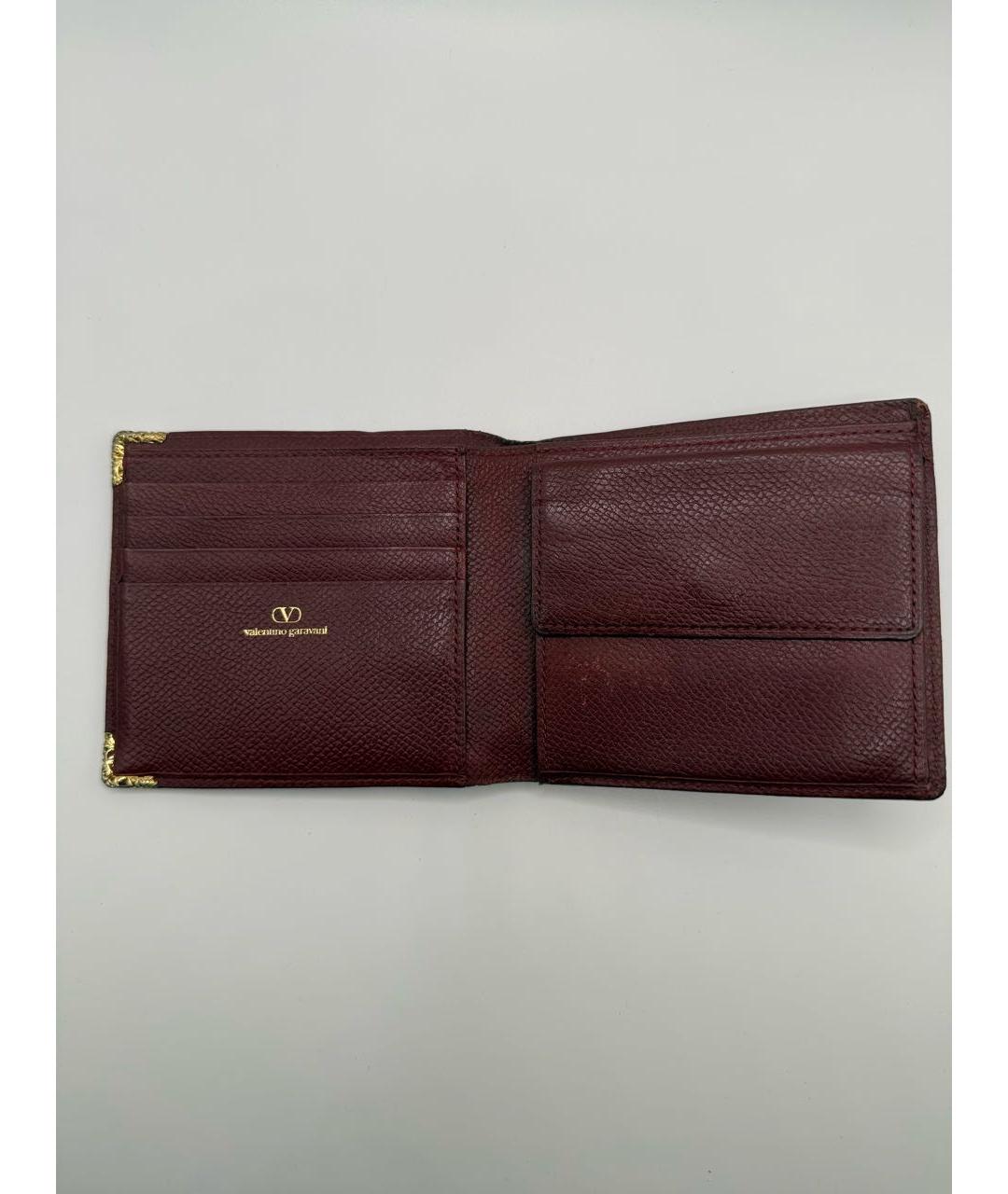 VALENTINO Бордовый кожаный кошелек, фото 4