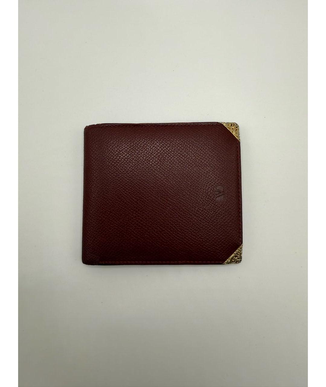 VALENTINO Бордовый кожаный кошелек, фото 7