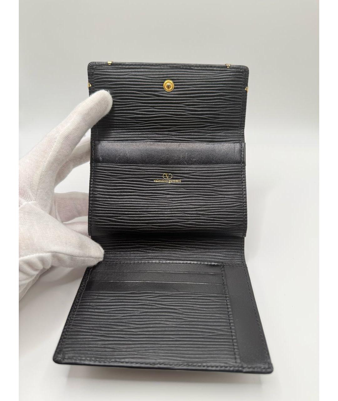 VALENTINO Черный кожаный кошелек, фото 4
