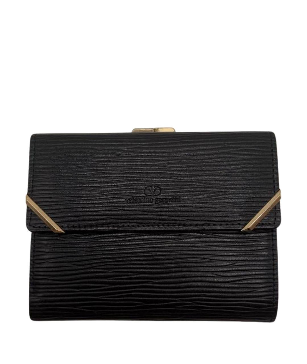 VALENTINO Черный кожаный кошелек, фото 1