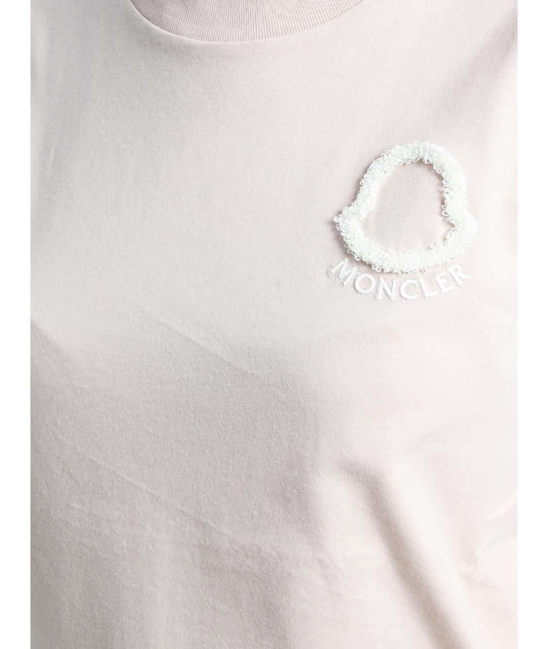 MONCLER Розовая хлопковая футболка, фото 3