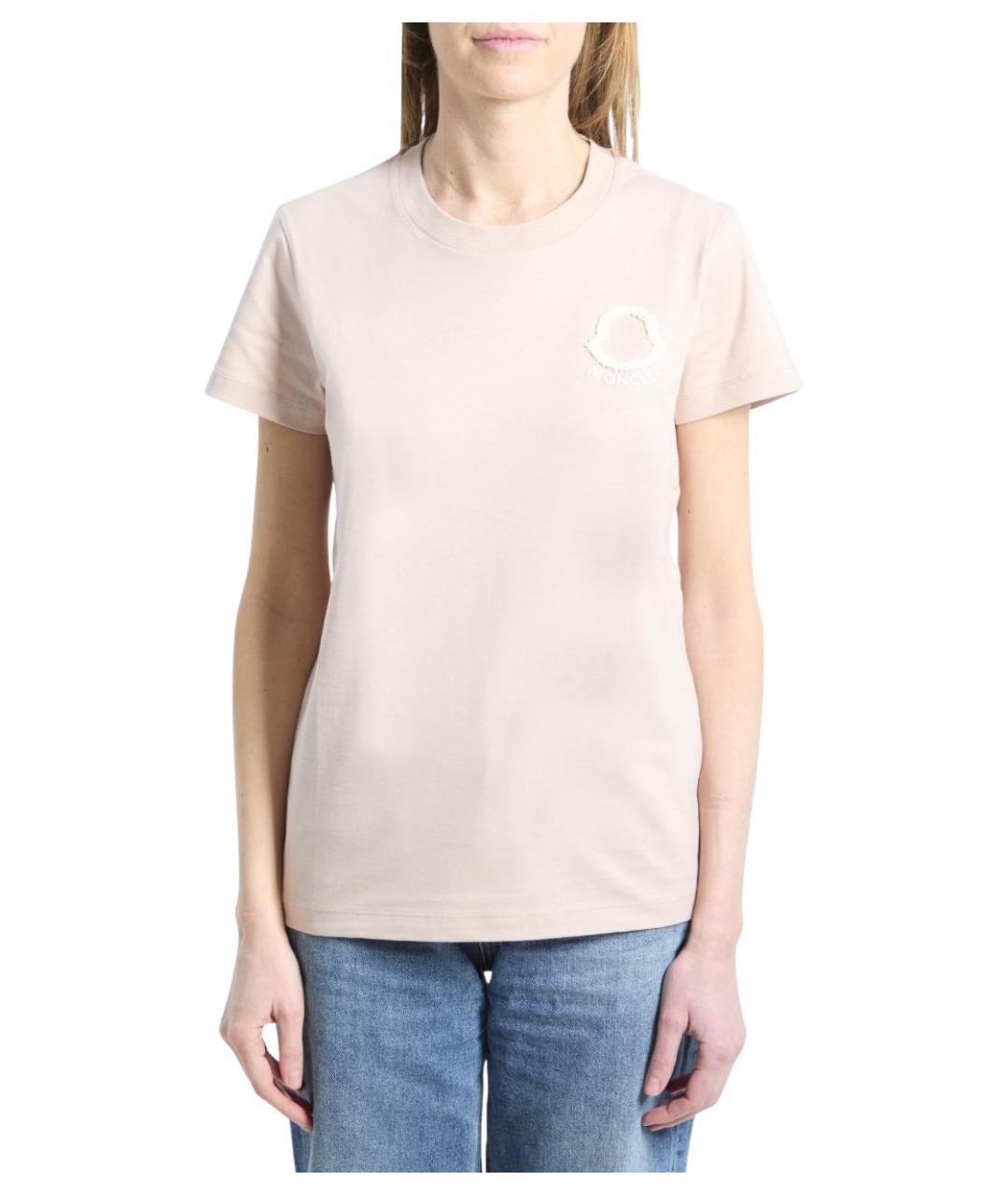 MONCLER Розовая хлопковая футболка, фото 1