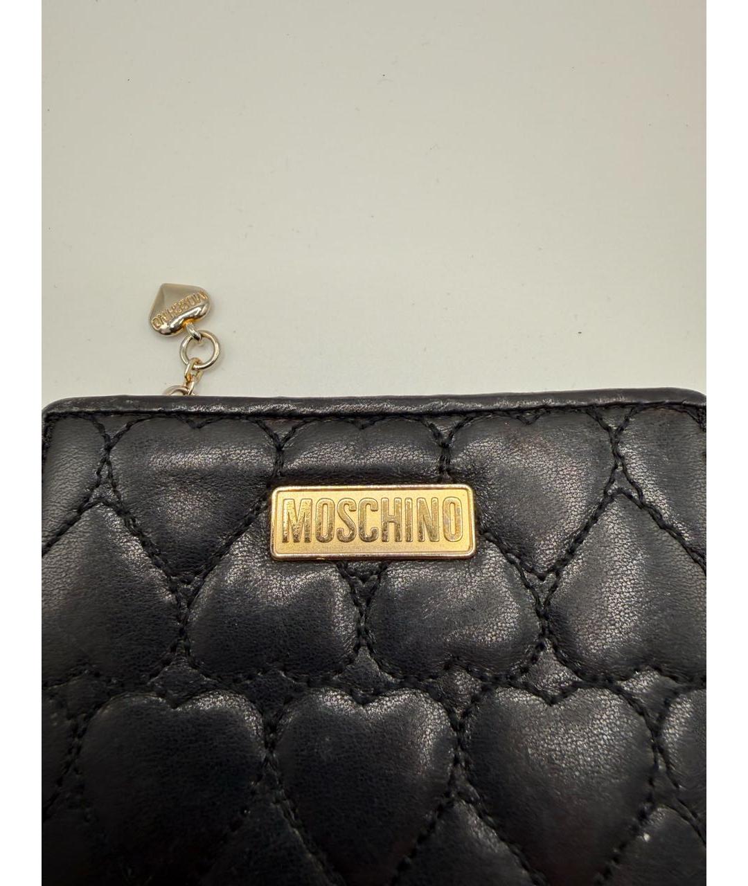 MOSCHINO Черный кожаный кошелек, фото 3