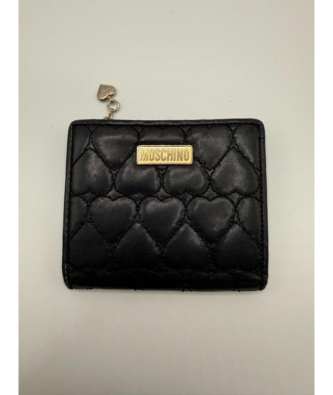 MOSCHINO Черный кожаный кошелек, фото 8