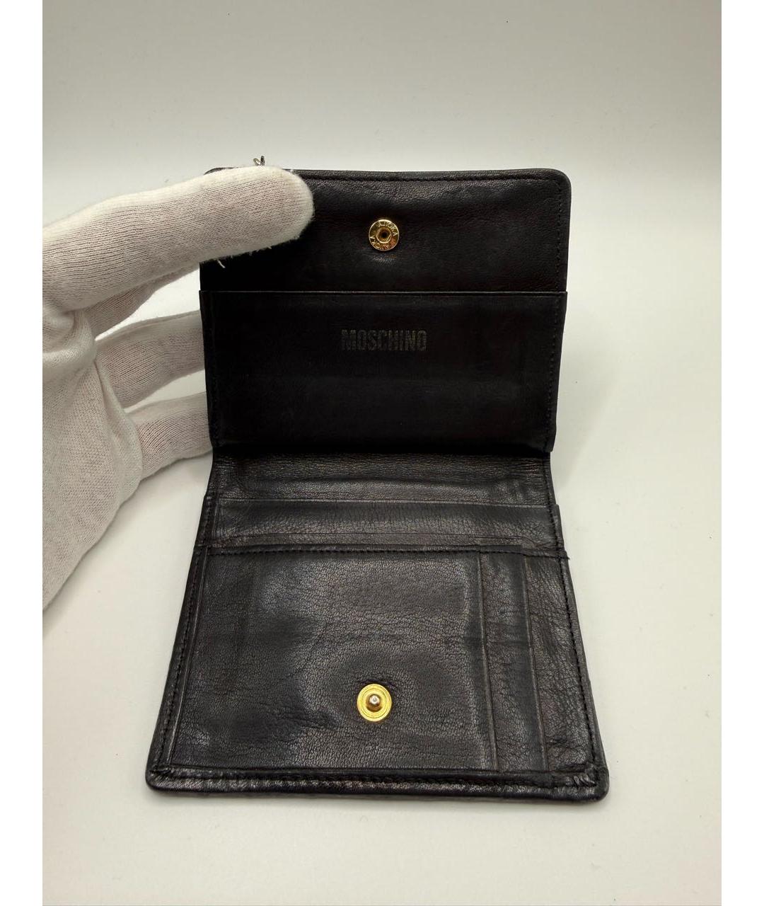 MOSCHINO Черный кожаный кошелек, фото 4