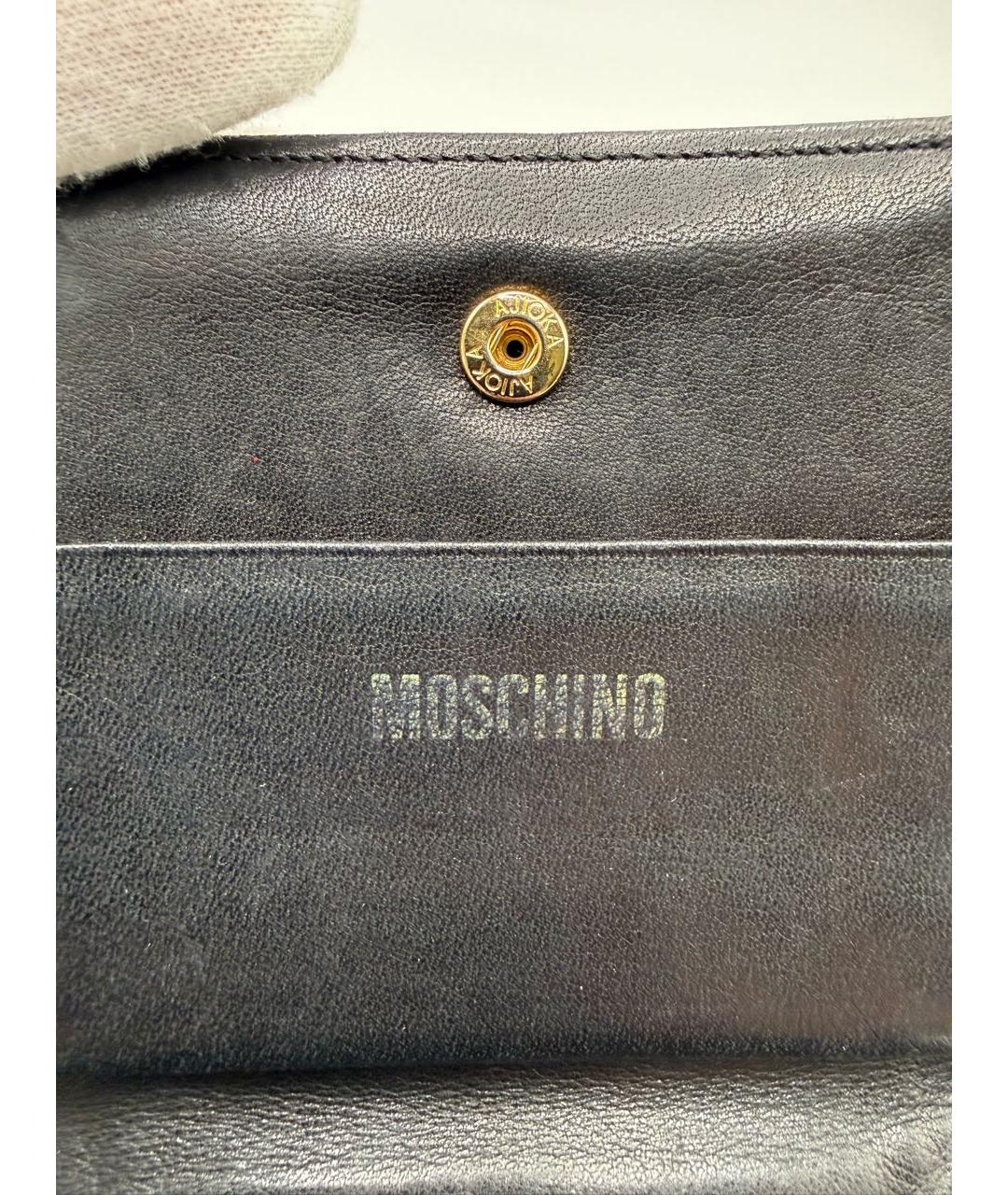 MOSCHINO Черный кожаный кошелек, фото 5