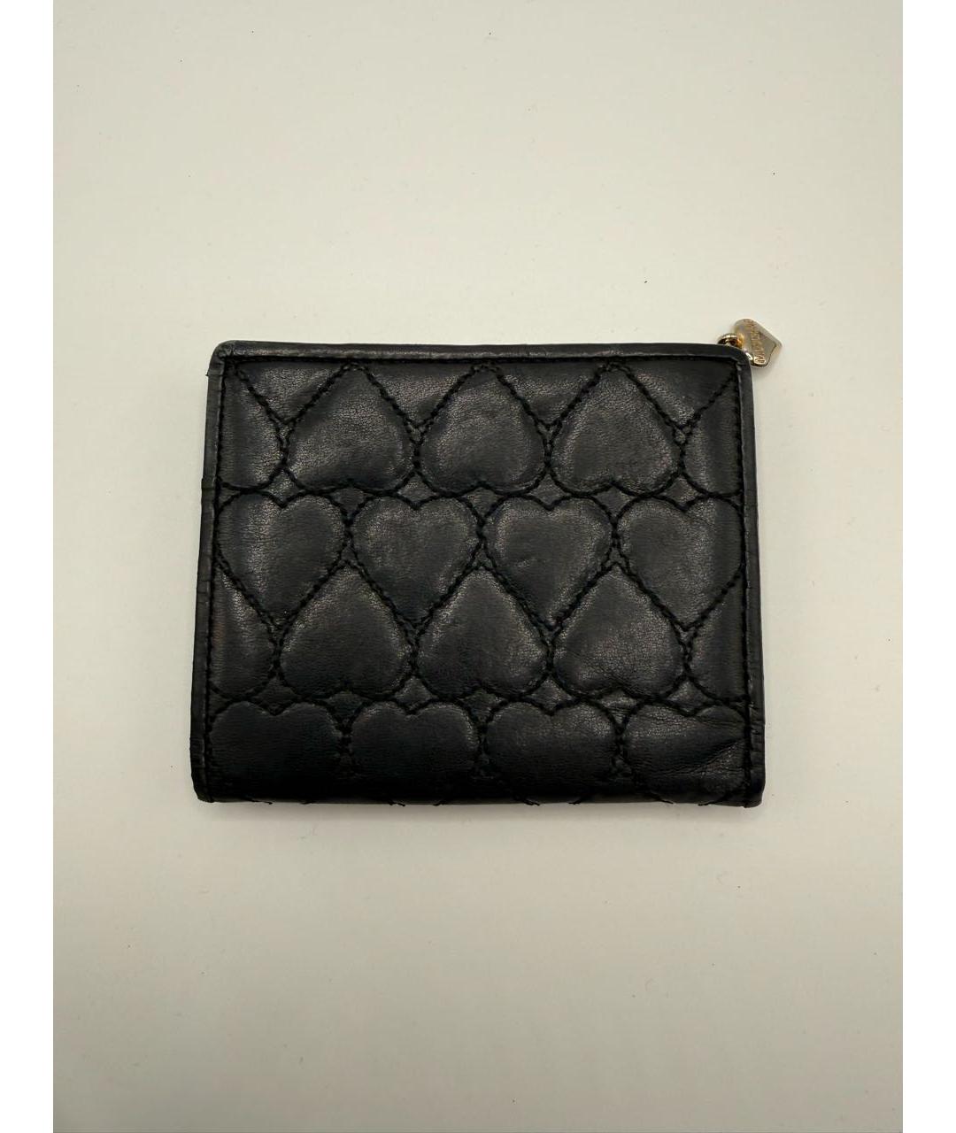 MOSCHINO Черный кожаный кошелек, фото 2