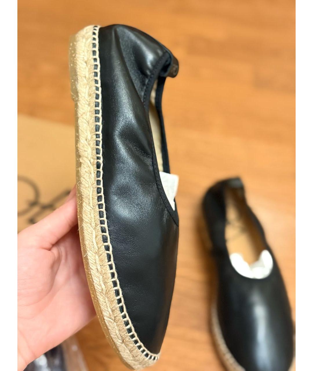 032C Черные кожаные эспадрильи, фото 5