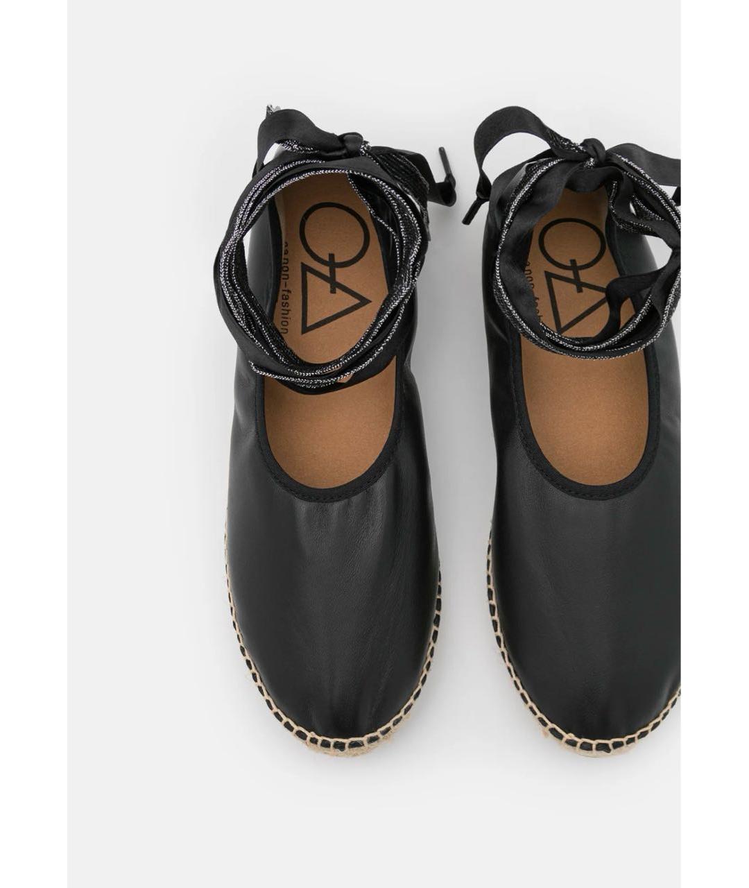 032C Черные кожаные эспадрильи, фото 3