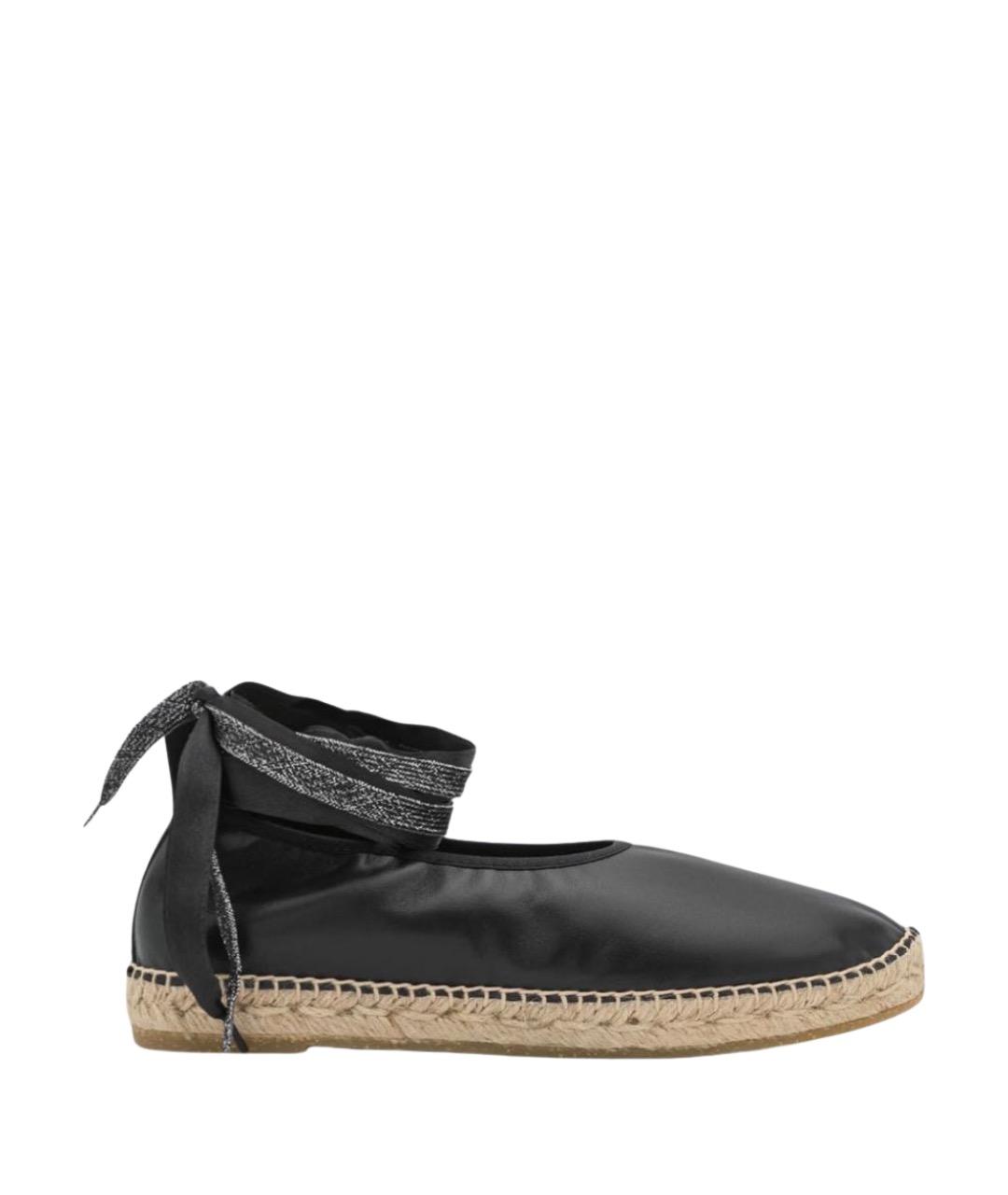 032C Черные кожаные эспадрильи, фото 1