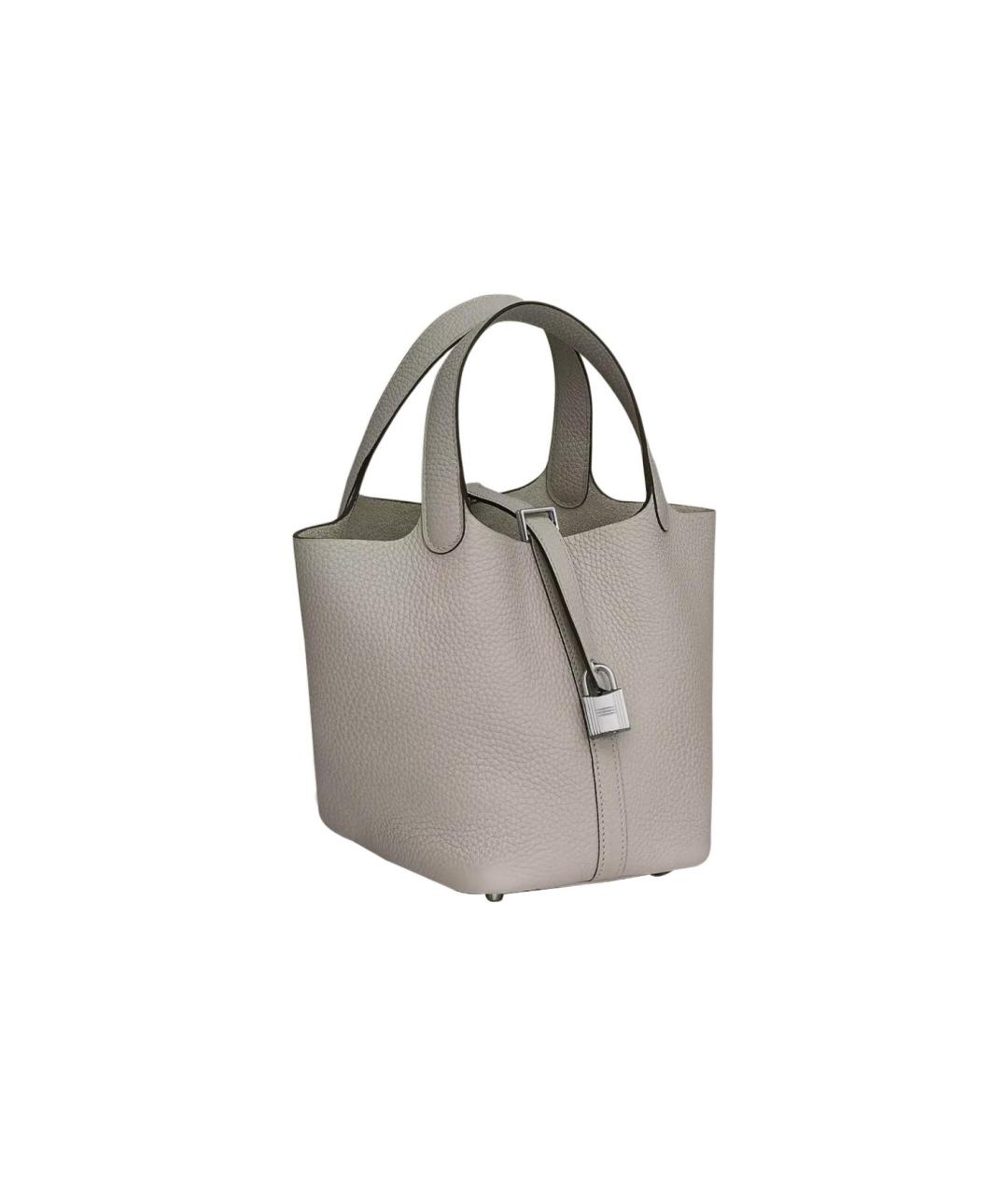 HERMES Серая кожаная сумка через плечо, фото 4