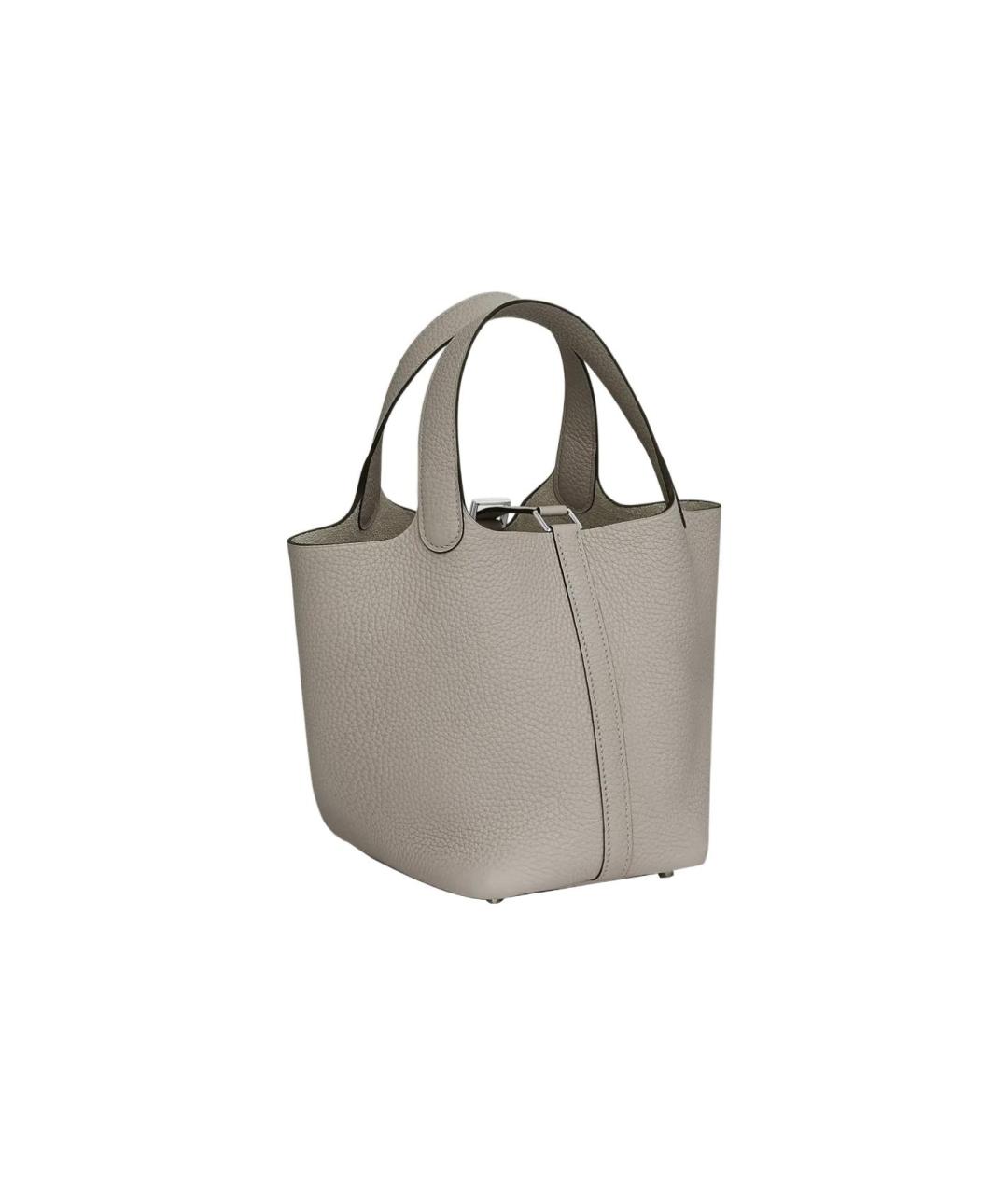 HERMES Серая кожаная сумка через плечо, фото 5