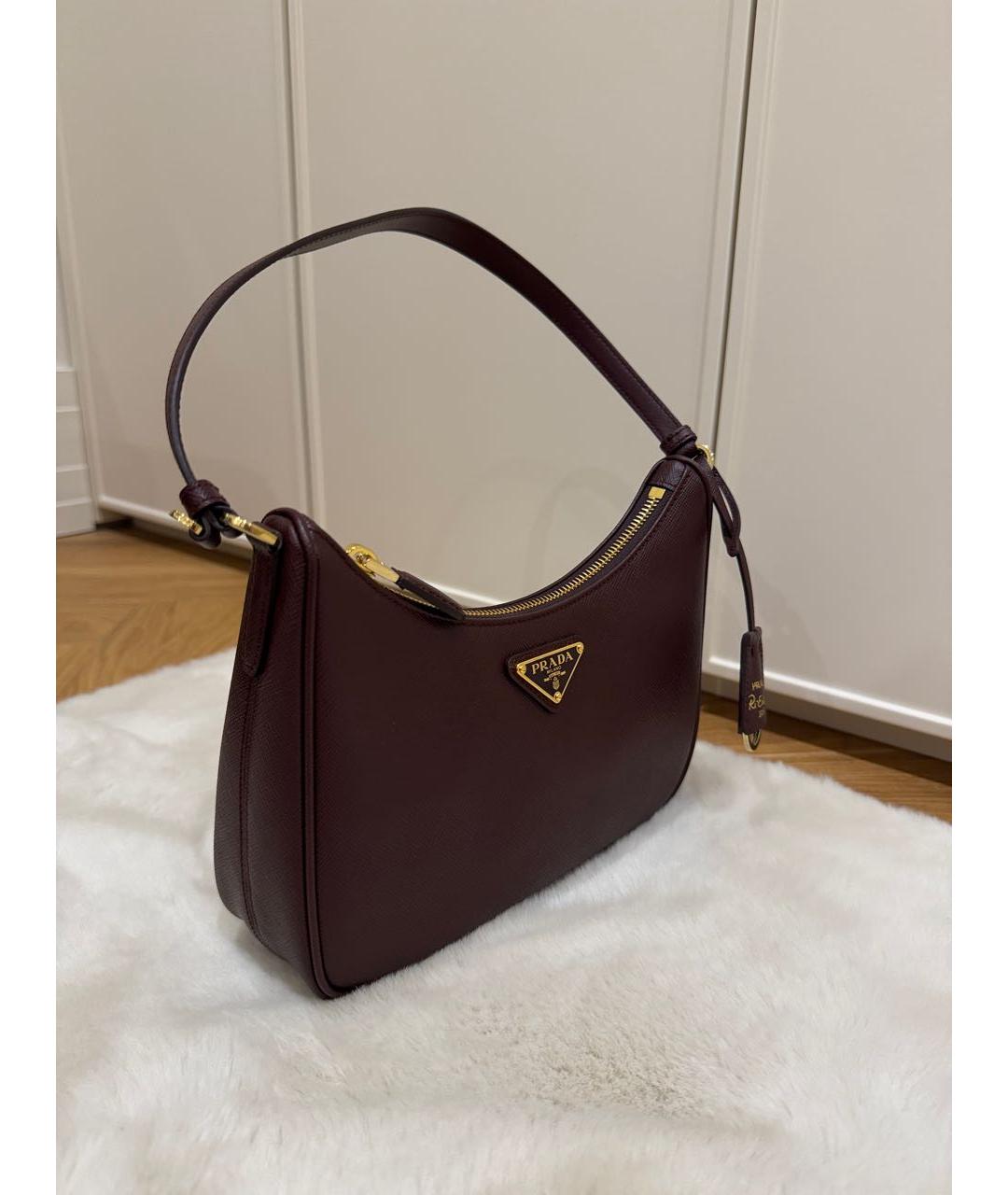 PRADA Бордовая кожаная сумка через плечо, фото 2