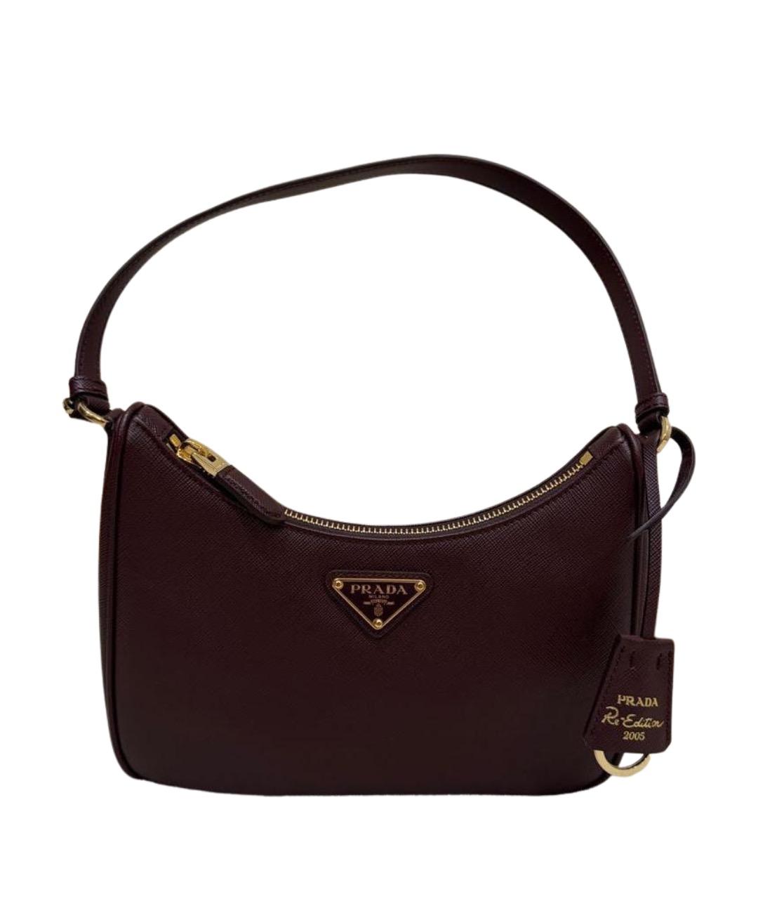 PRADA Бордовая кожаная сумка через плечо, фото 1