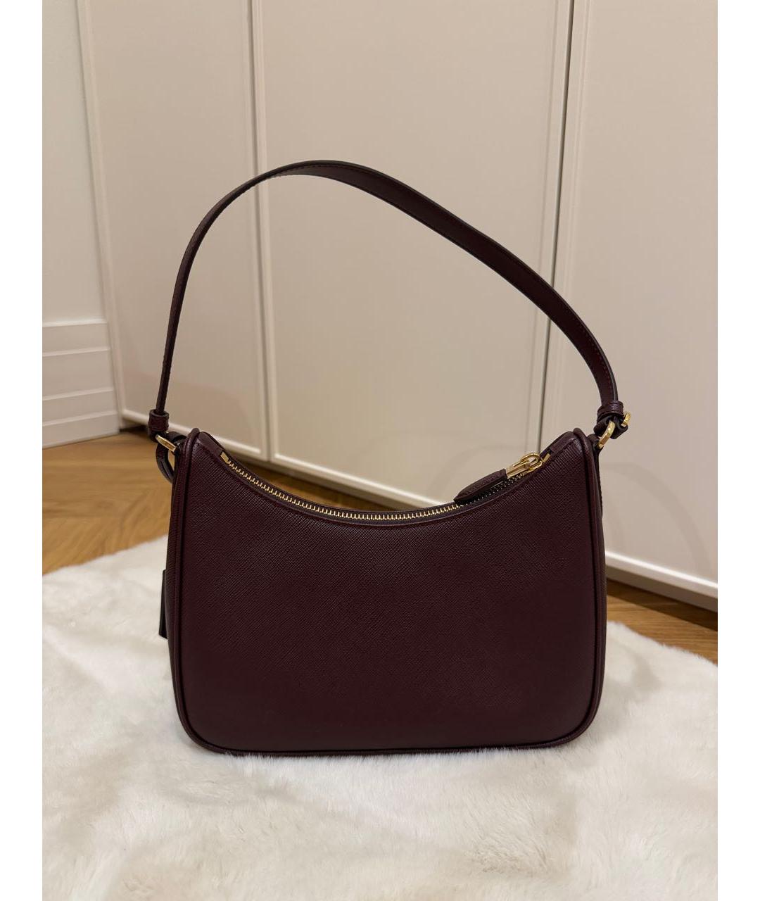 PRADA Бордовая кожаная сумка через плечо, фото 3