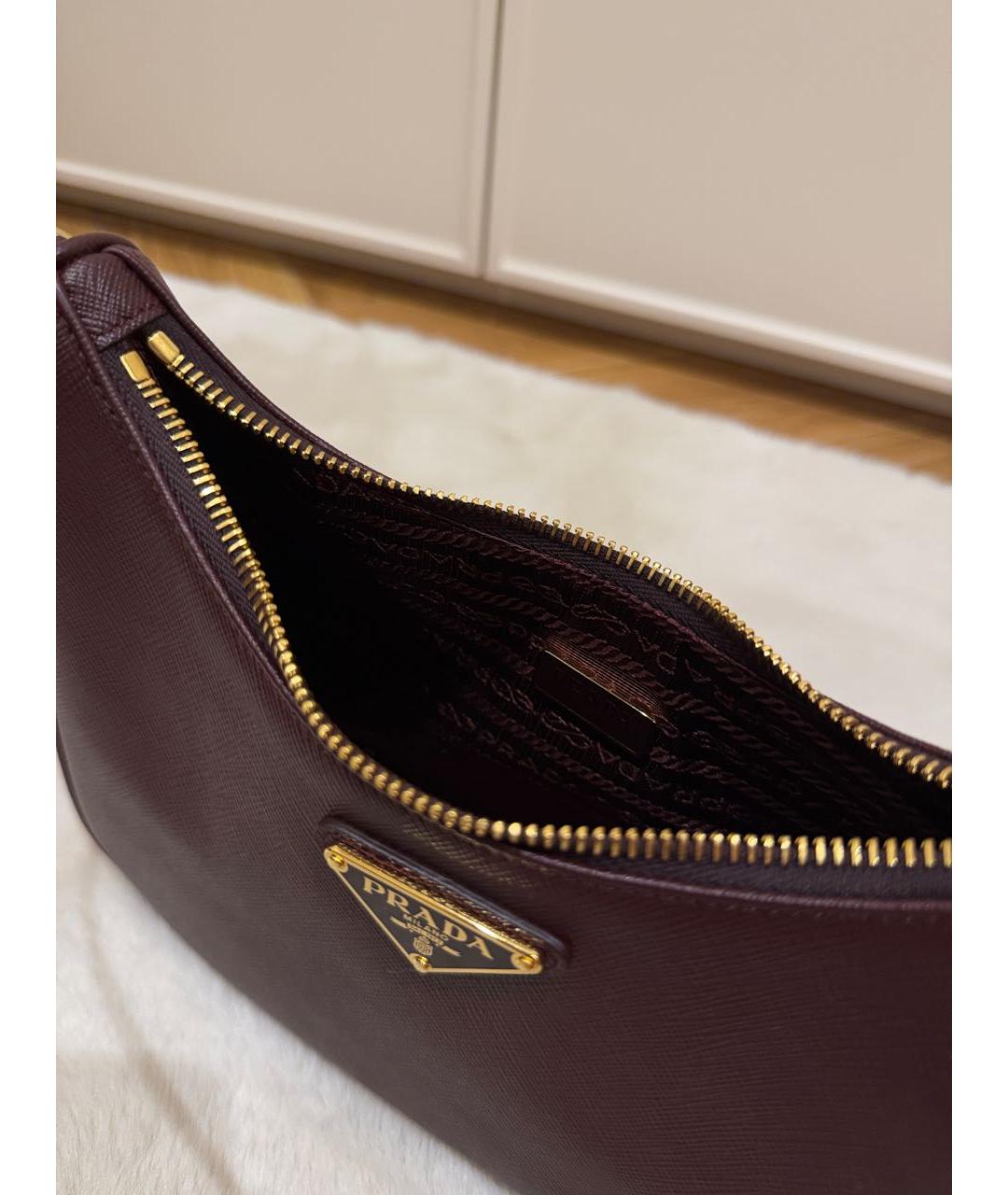 PRADA Бордовая кожаная сумка через плечо, фото 4