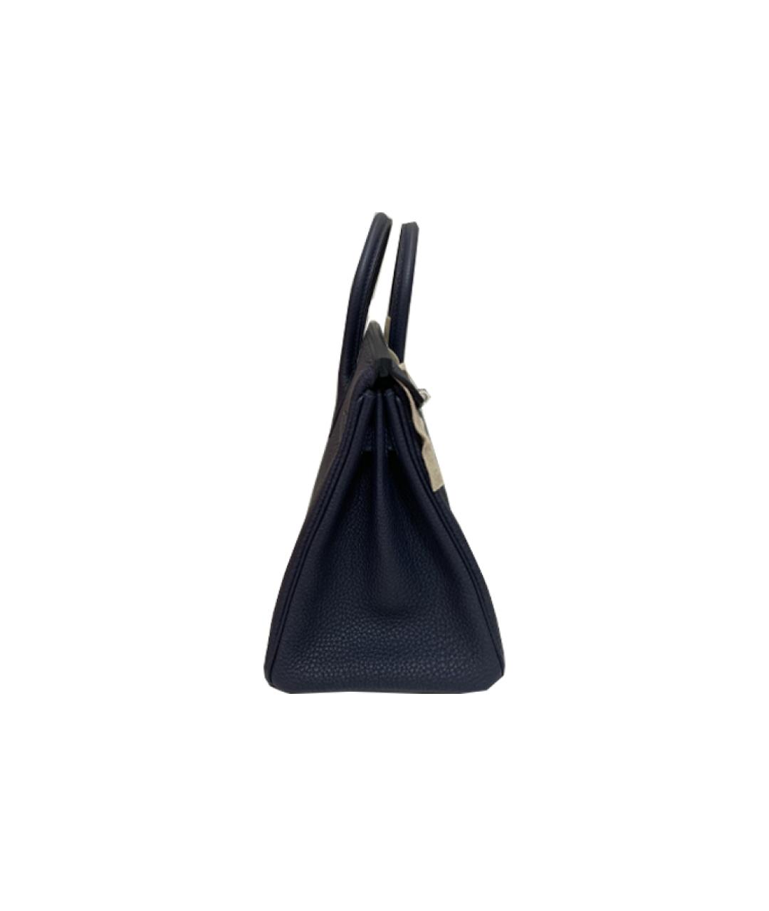 HERMES Темно-синяя кожаная сумка с короткими ручками, фото 2