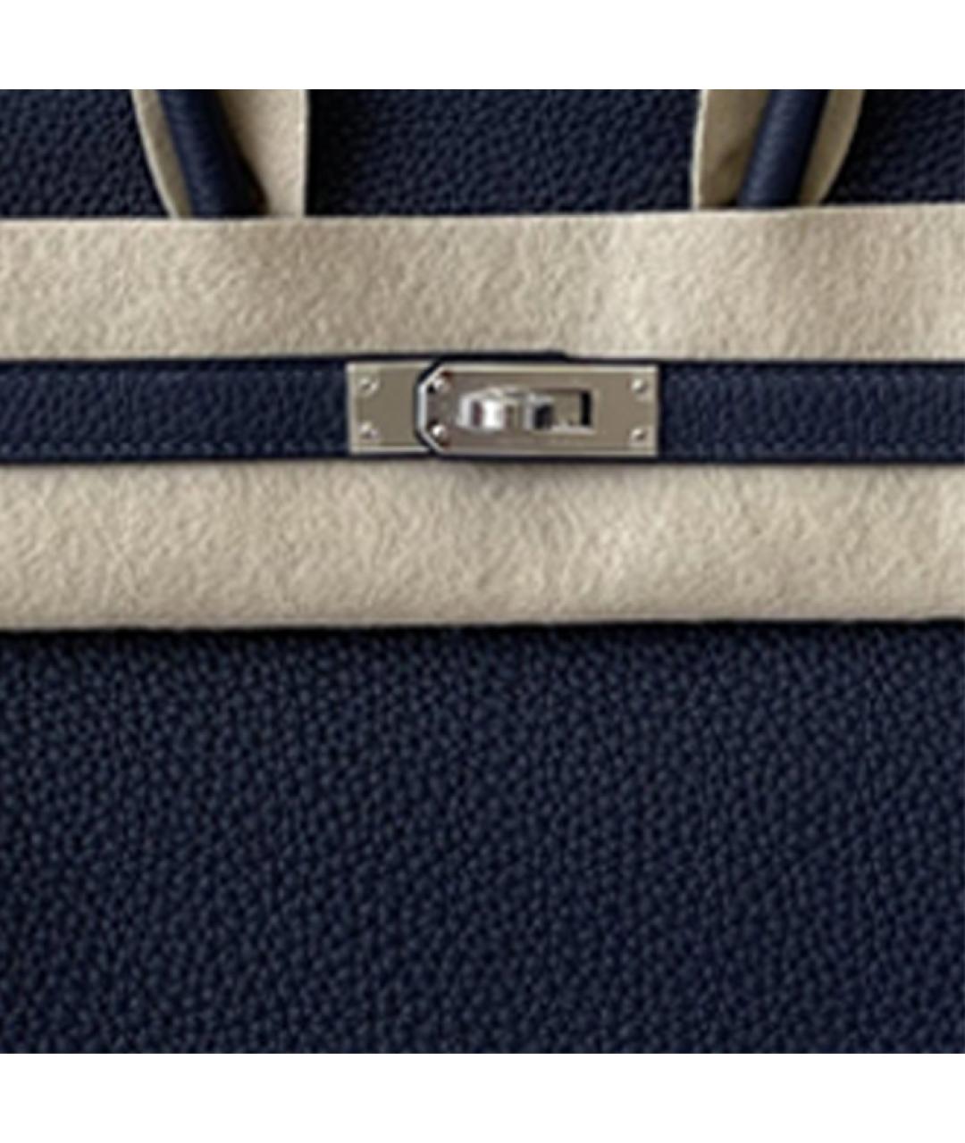 HERMES Темно-синяя кожаная сумка с короткими ручками, фото 5