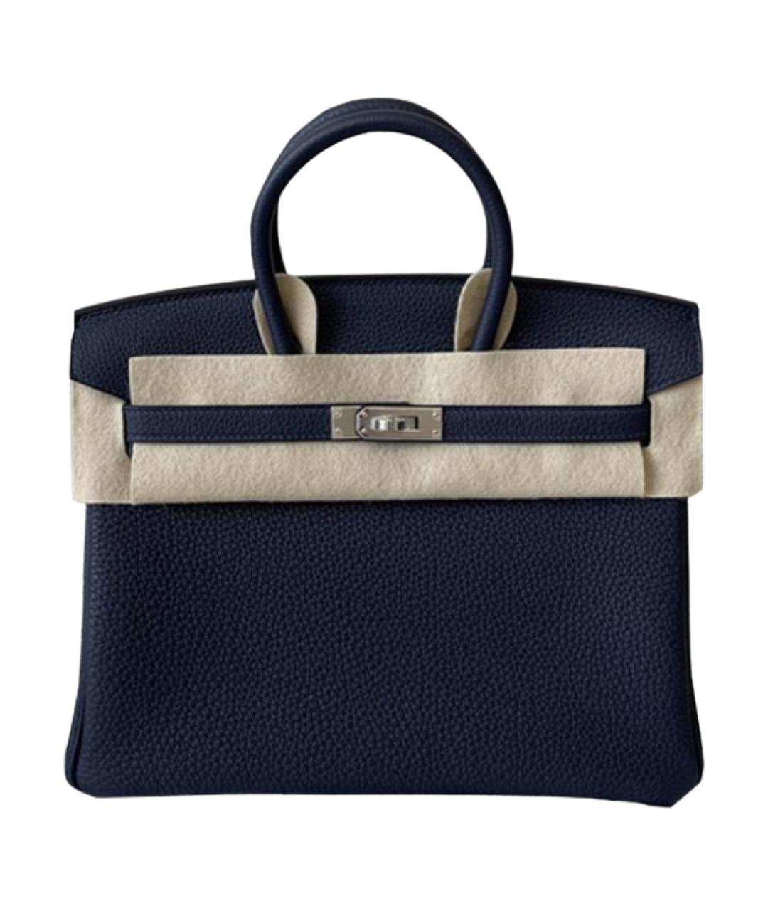 HERMES Темно-синяя кожаная сумка с короткими ручками, фото 1