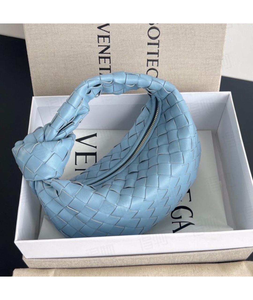 BOTTEGA VENETA Голубая кожаная сумка с короткими ручками, фото 3