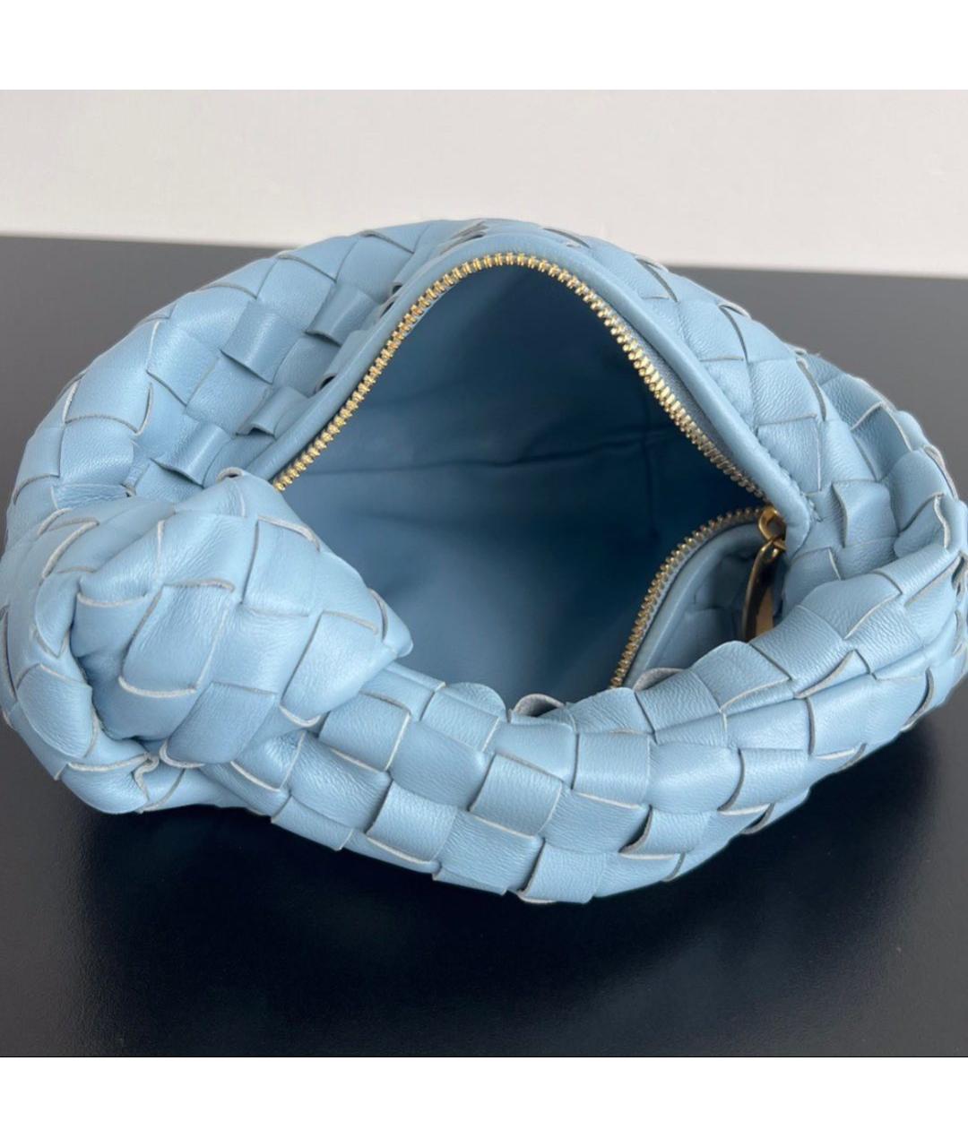 BOTTEGA VENETA Голубая кожаная сумка с короткими ручками, фото 4