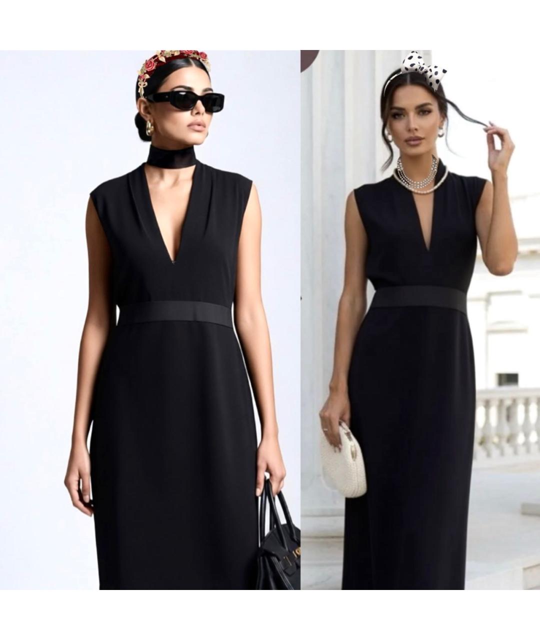 LANVIN Черное вискозное повседневное платье, фото 4