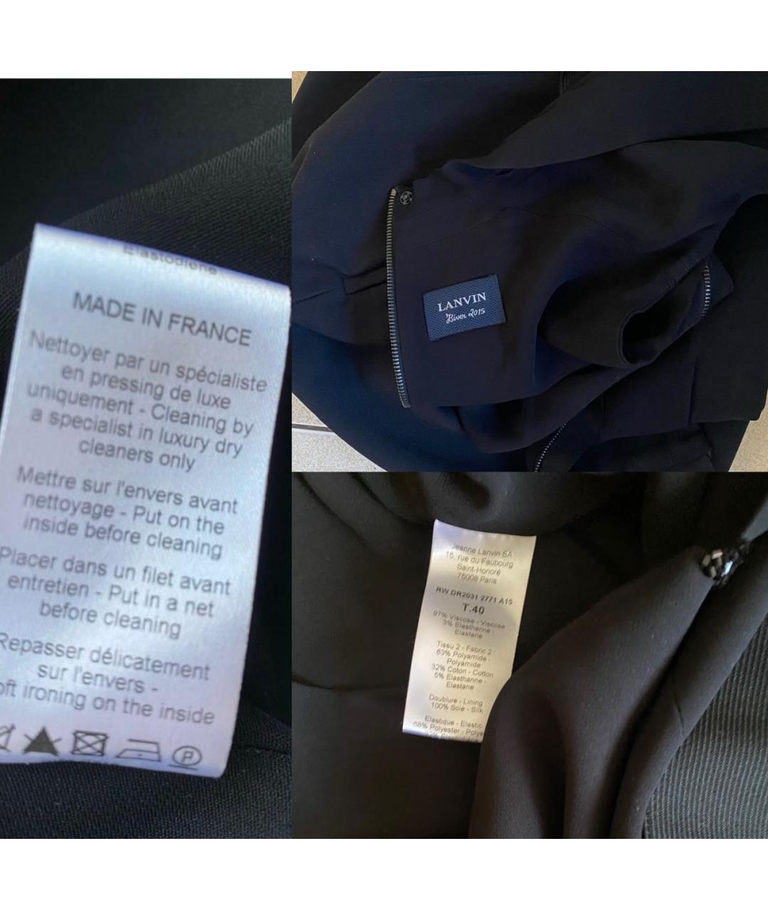LANVIN Черное вискозное повседневное платье, фото 8