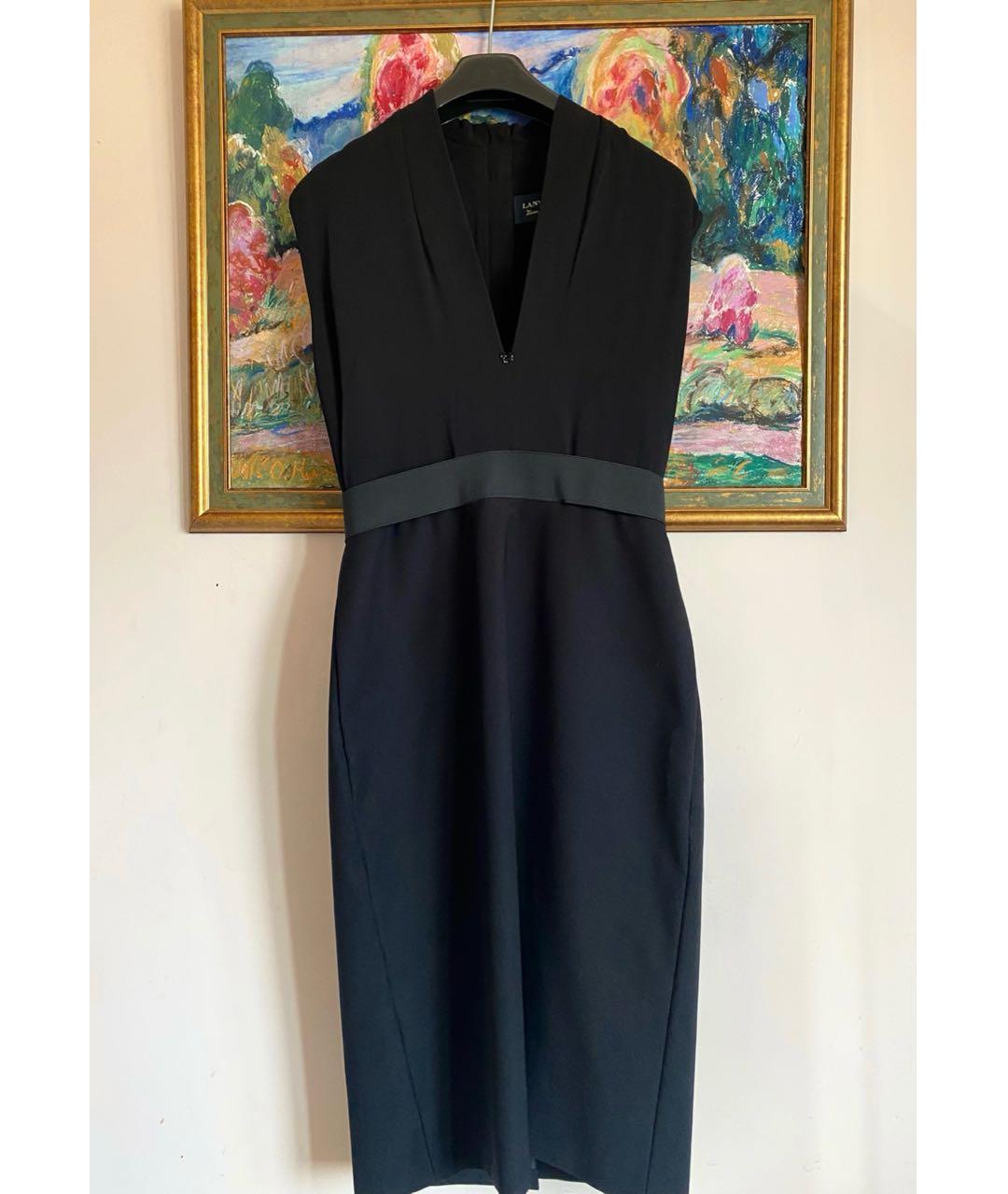 LANVIN Черное вискозное повседневное платье, фото 2