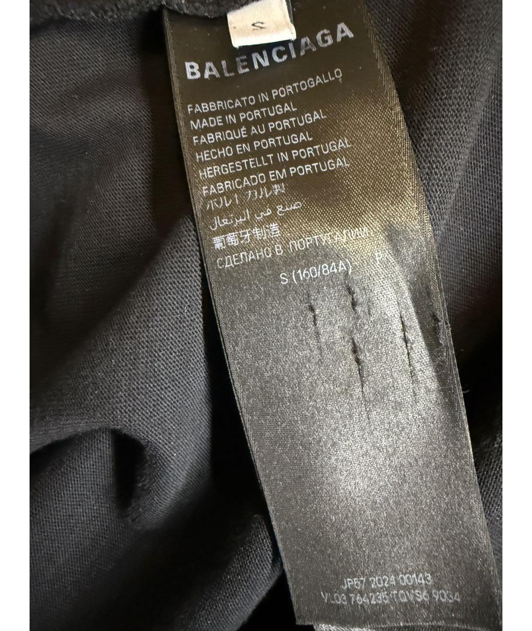 BALENCIAGA Черная хлопковая футболка, фото 4
