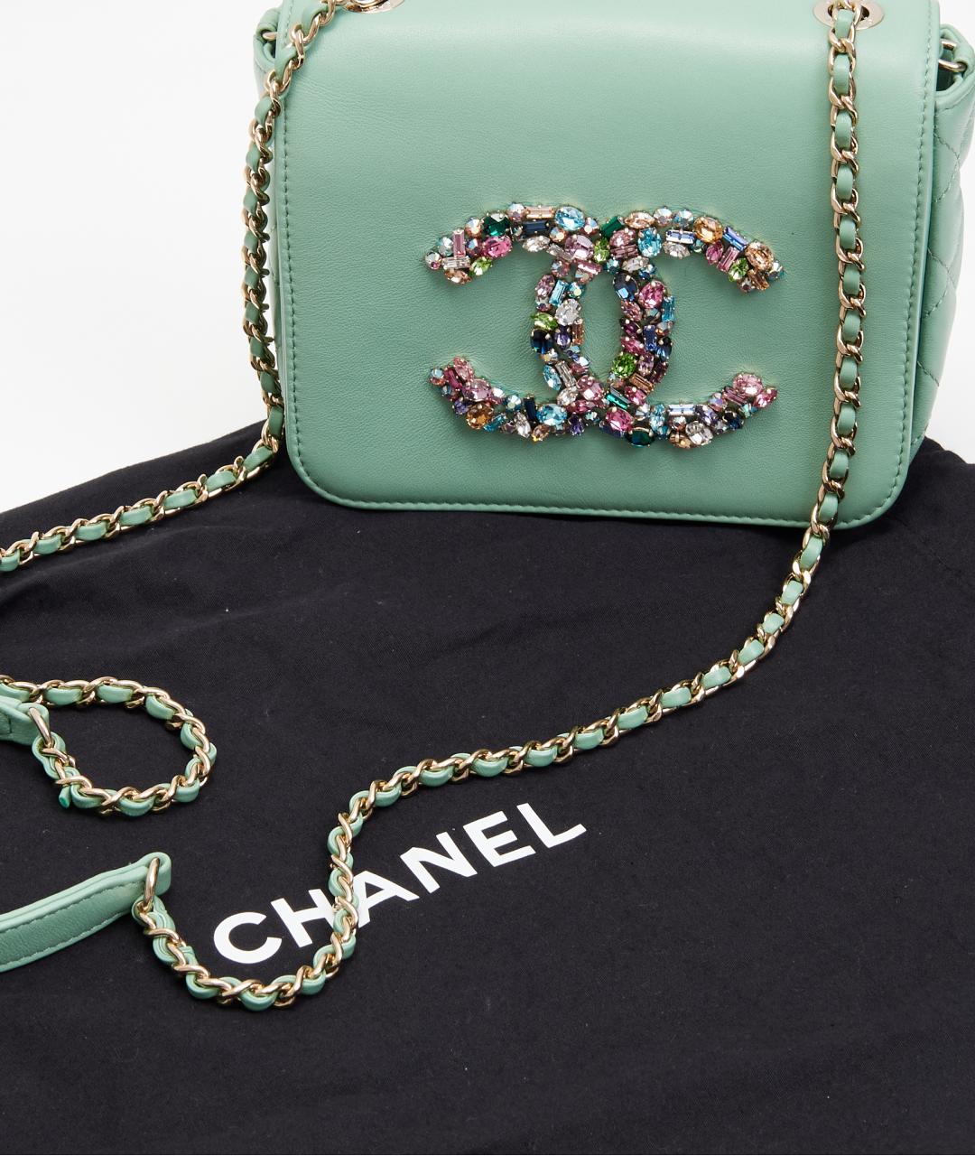 CHANEL Голубая кожаная сумка через плечо, фото 7