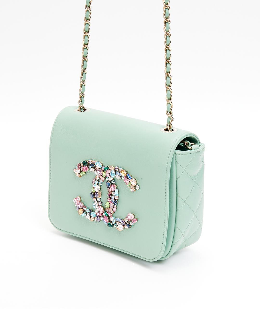 CHANEL Голубая кожаная сумка через плечо, фото 2