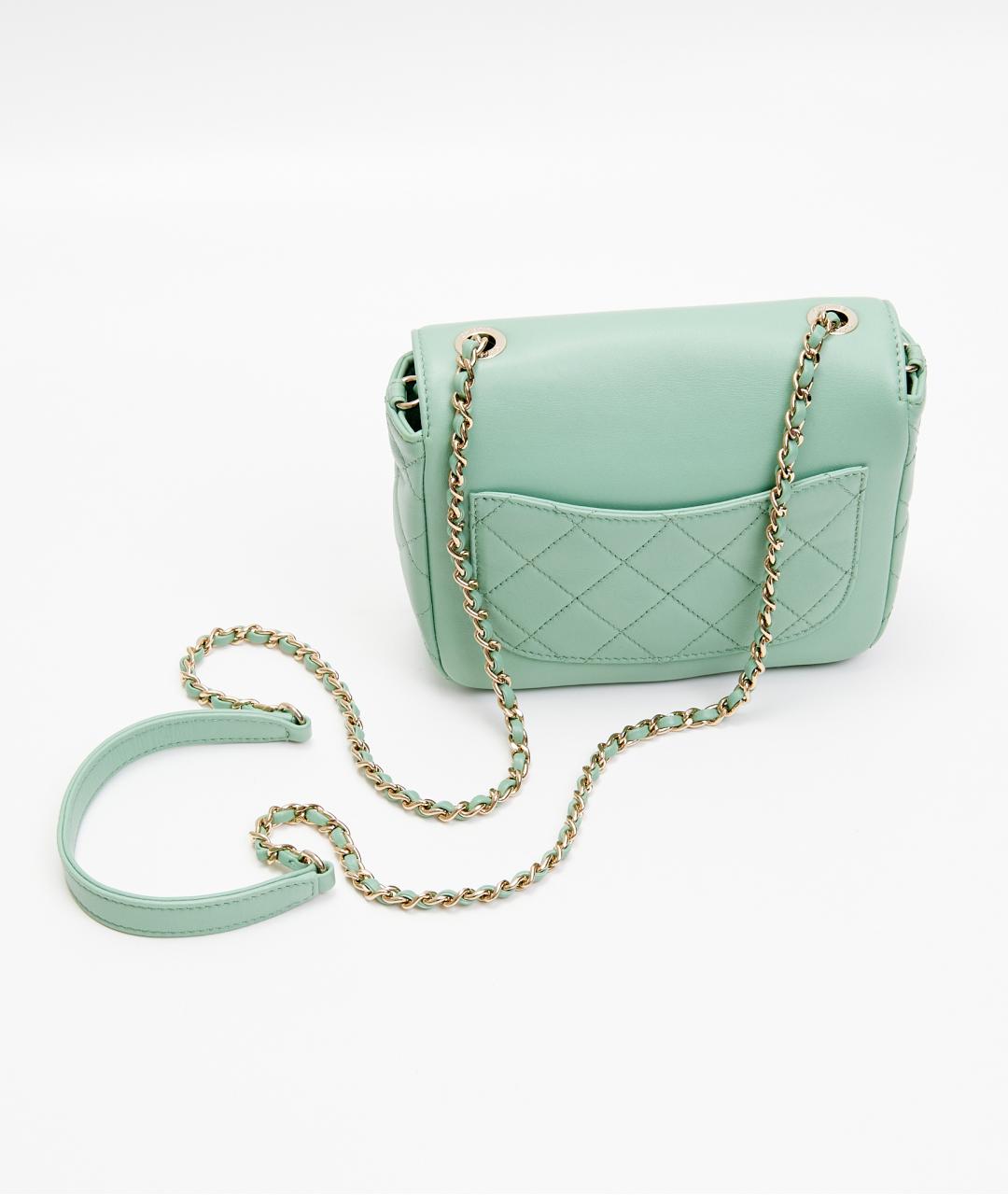 CHANEL Голубая кожаная сумка через плечо, фото 6