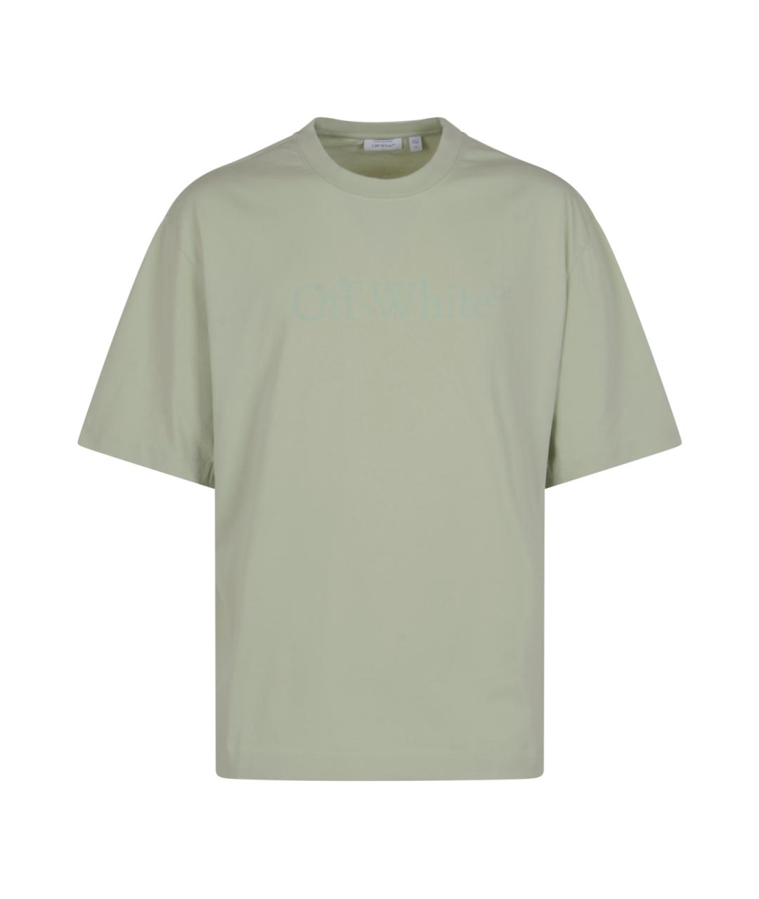 OFF-WHITE Зеленая хлопковая футболка, фото 1