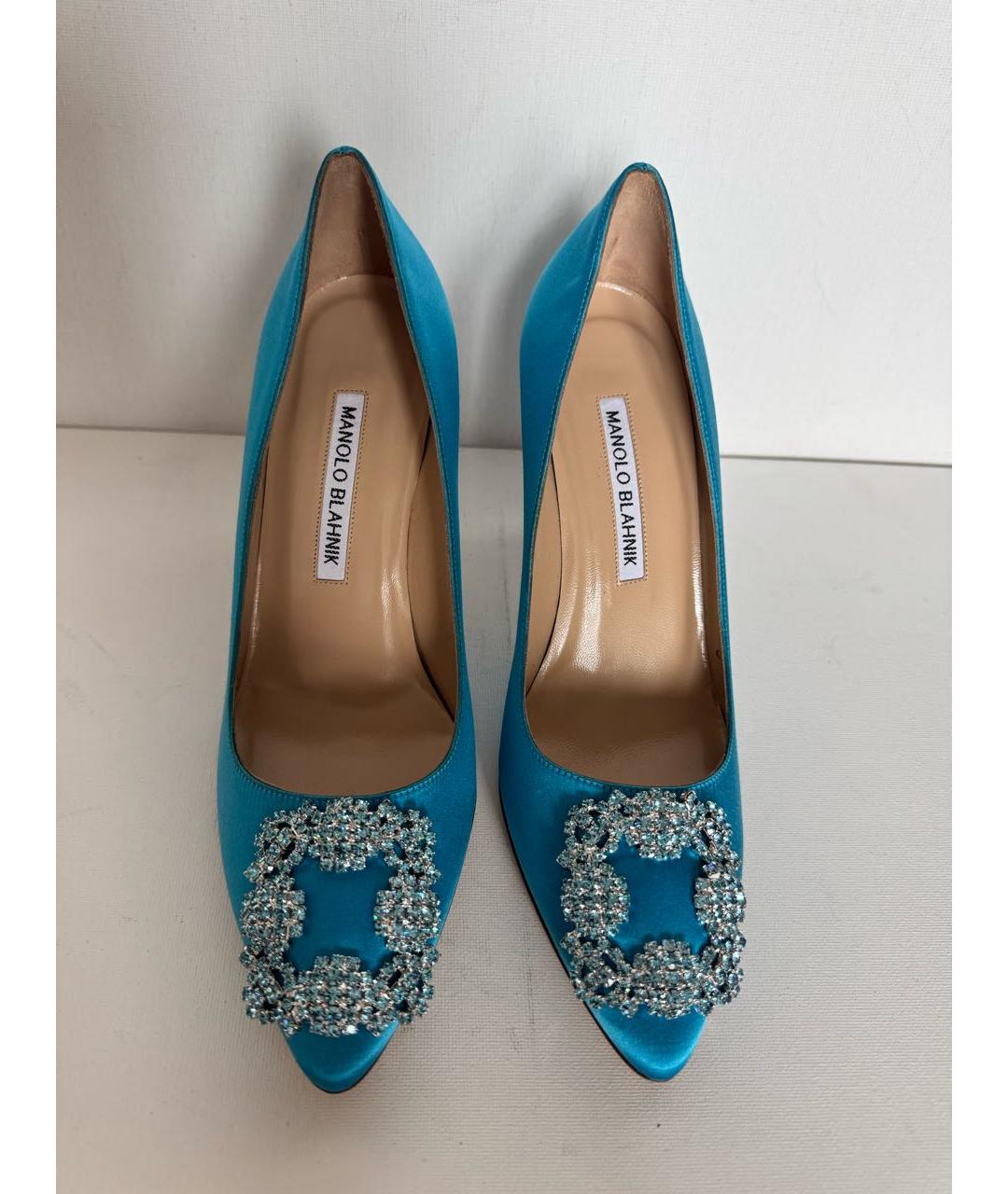 MANOLO BLAHNIK Бирюзовые кожаные туфли, фото 5
