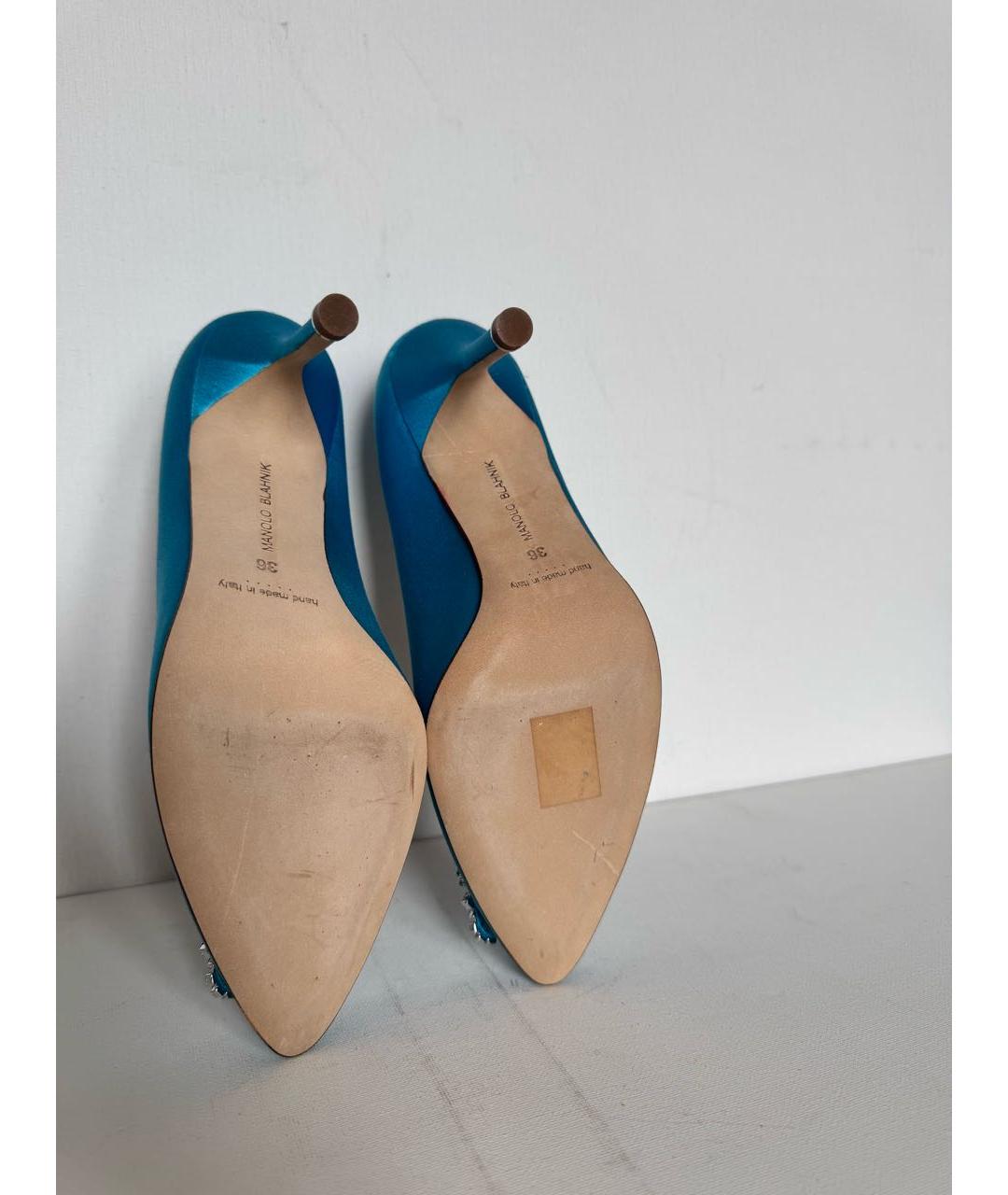 MANOLO BLAHNIK Бирюзовые кожаные туфли, фото 8